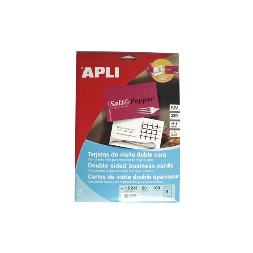 Cartoes Visita InkJet-Laser Dupla face Matte 320gr 85x54mm Apli (100un) autocolante