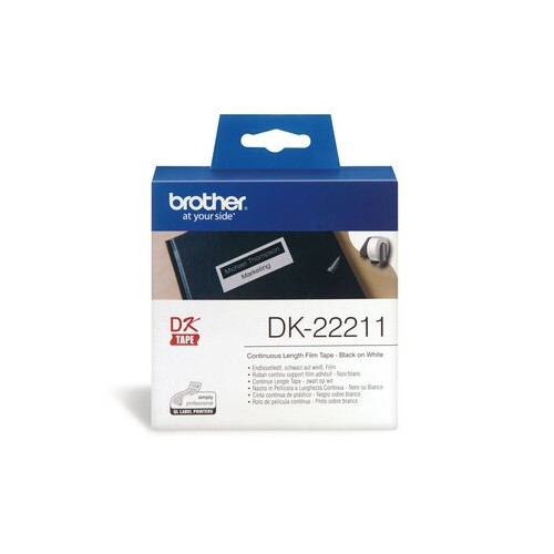 Rolo Película Plástica Contínua Autocolante DK-22211 Brother 29mmx15,24m
