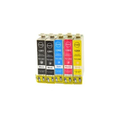Pack 5 Tinteiro Compatíveis para Epson T1281, T1282, T1283, T1284