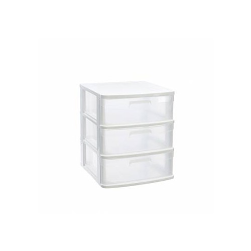 Bloco 3 Gavetas Plástico Sena 40x39x49,5cm Branco