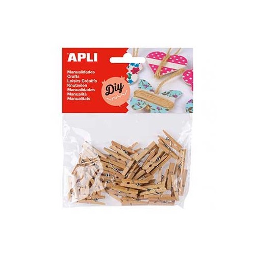 Mini Molas para Papeis Madeira 45un