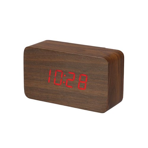 Relógio Despertador em Madeira + Calendário + Temperatura