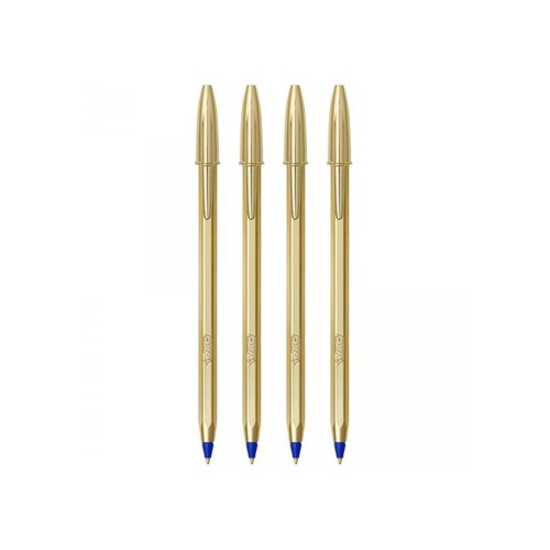 Esferografica Ball Point BIC Medium Dourada cor Azul 4 unidades