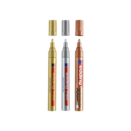 Marcador Grosso Edding 750 Blister Ouro / Prata / Cobre
