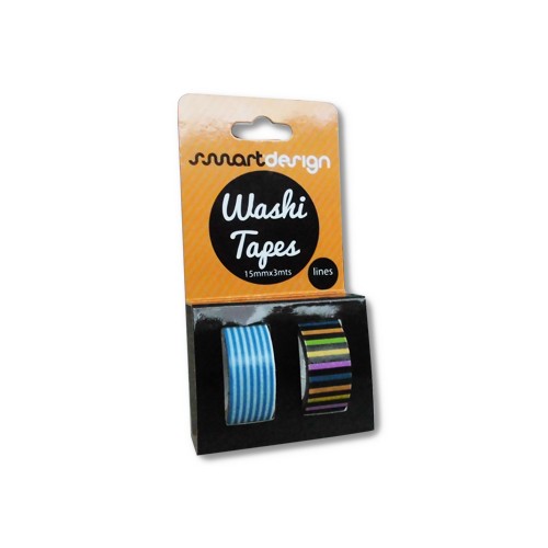 Fita Adesiva Decorativa Washi Tape Linhas (2un) - 24 unidades