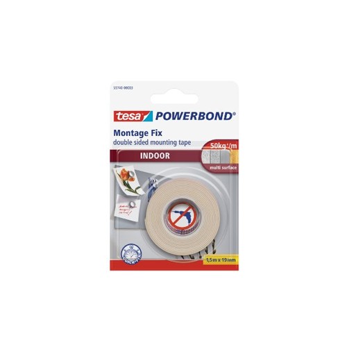 Fita Adesiva Dupla Face Tesa PowerBond Interior 19mmx1,5mts