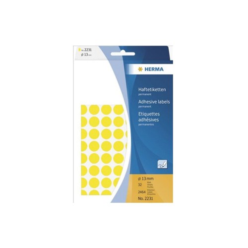 Etiquetas Redondas 13mm Amarelo Herma2231 2464un