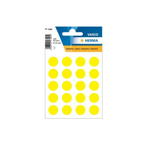 Etiquetas Redondas 19mm Amarelo Herma1884 100un