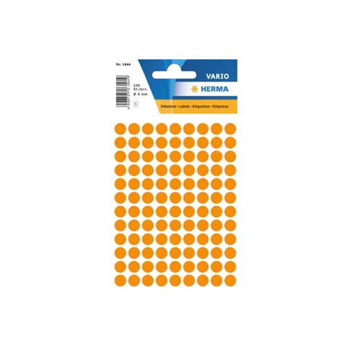 Etiquetas Redondas 08mm Laranja Fluorescente Herma1844 - 540un