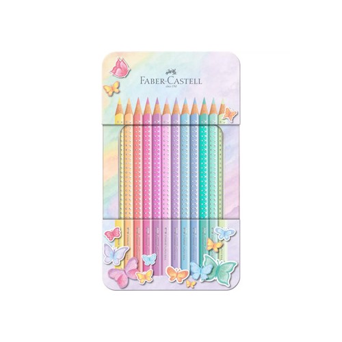 Lapis Cor 18cm Faber Castell Sparkle Cx Metalica 12un Pastel