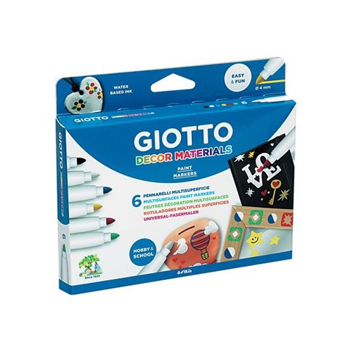 Marcador Pintura Giotto Decor Materials Cx 6 Cores Sortidas