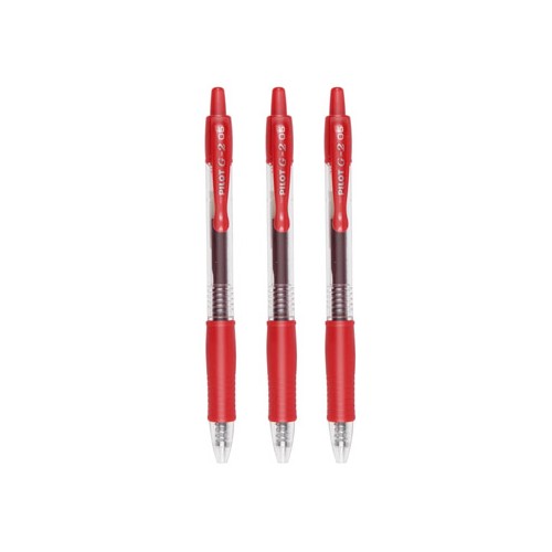 Esferografica Gel Pilot G-2 0,5mm Retractil Vermelho Bl - 3un