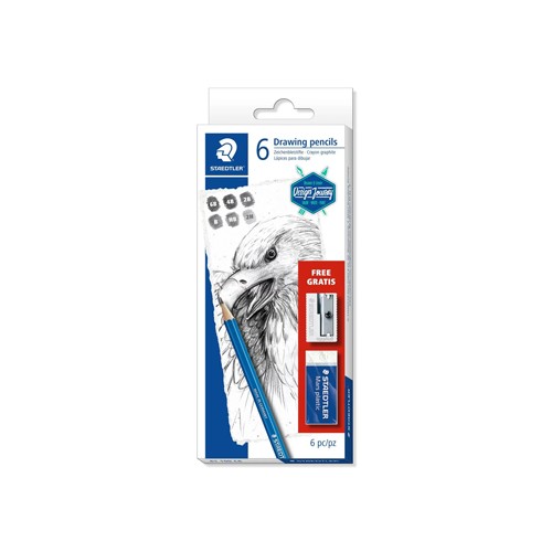 Lápis Grafite 61 100 C6 STAEDTLER - Oferta Borracha + Afia 6un