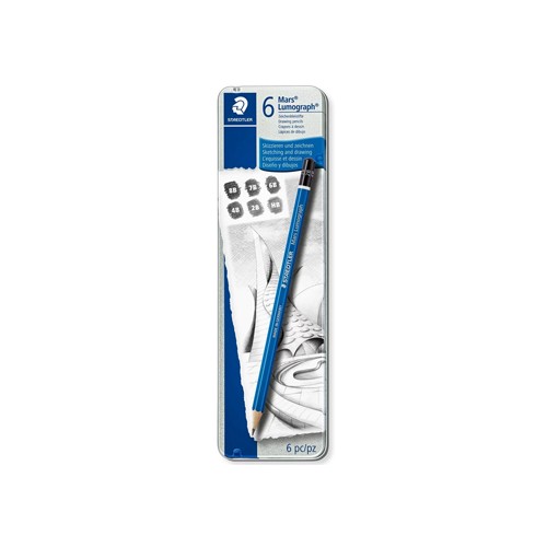 Lápis Grafite 100 G6 STAEDTLER Mars Lumograph Cx Metal - 6 unidades