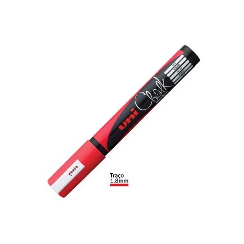 Marcador Giz Chalk UNI PWE-5M Vermelho - 2 unidades
