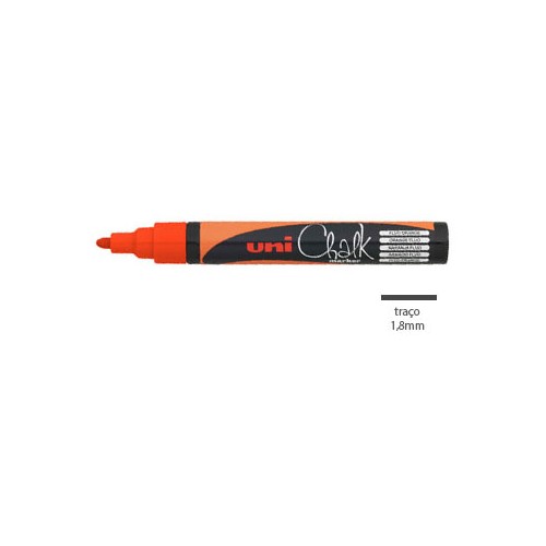 Marcador Giz Chalk UNI PWE-5M Laranja Fluorescente - 2 unidades