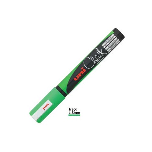 Marcador Giz Chalk UNI PWE-5M Verde Fluorescente - 2 unidades