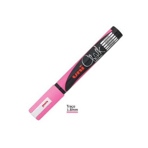 Marcador Giz Chalk UNI PWE-5M Rosa Fluorescente - 2 uniudades