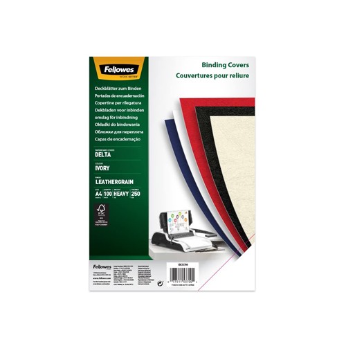 Capas Encadernar Delta Couro 250gr 100Folhas A4 Marfim
