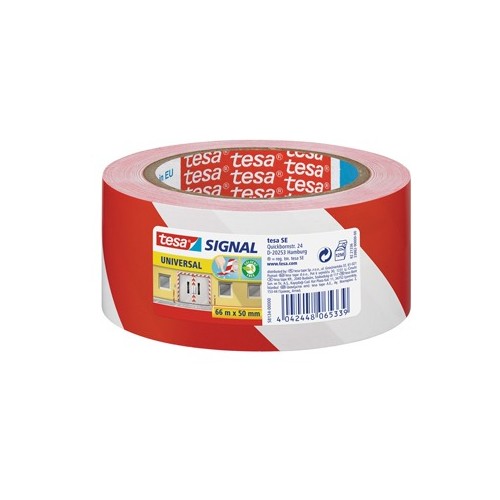 Fita Adesiva PP Sinalização Vermelho/ Branco 50mmx66mts