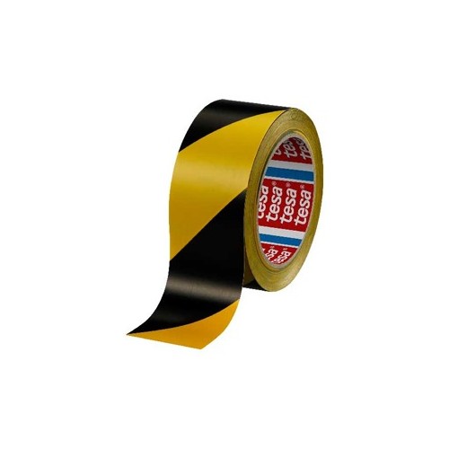 Fita Adesiva PVC Sinalização Amarelo / Preto Tesa 50mmx33mts