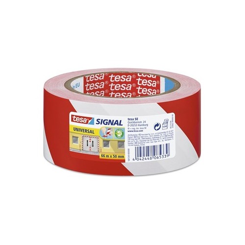 Fita Adesiva PVC Sinalização Vermelho/ Branco Tesa 50mmx33mts