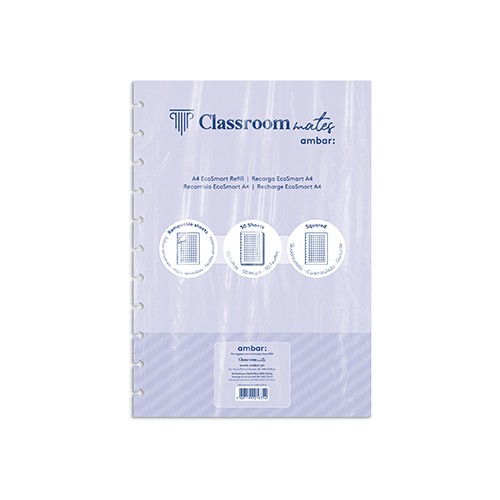 Recarga p / Caderno Inteligente Ambar EcoSmart A4 50Fl Quadriculado