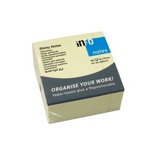 Bloco (Cubo) Adesivo Amarelo 75x75mm 400 Folhas - 2 unidades