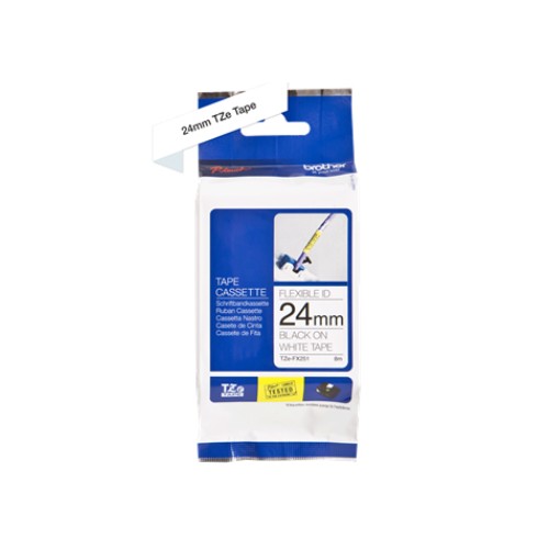 Fita Laminada Flexivel 24mmx8mts Branco / Preto (TZEFX251)