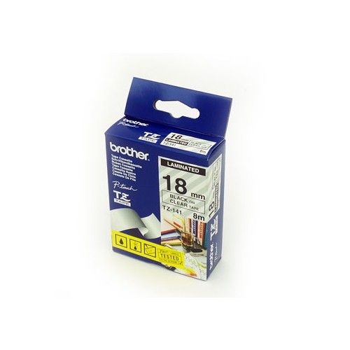 Fita Laminada 18mmx8mts Transparente/ Preto (TZE141)