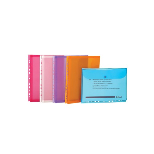 Bolsa Catalogo A4 (micas) c / Fole Fecho Botao Transparente - 6 unidades