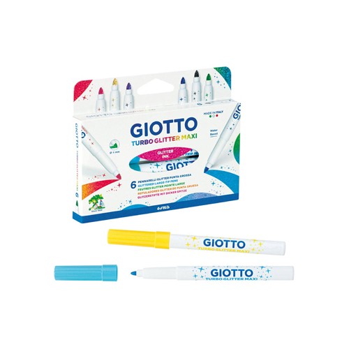 Marcador Feltro Giotto Turbo Maxi Glitter 6 Cores