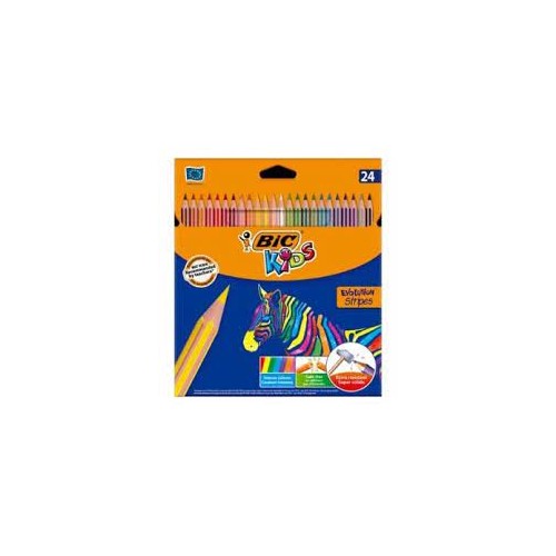 Lapis Cor Bic Kids Evolution Stripes Cx Cartao 24un