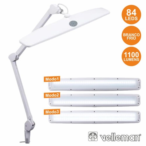 Candeeiro 84 LEDS Luminosidade Regulável papa Bancada VELLEMAN
