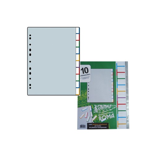 Separadores A4 Plastico com Pestana 10un Cinzento Roma162