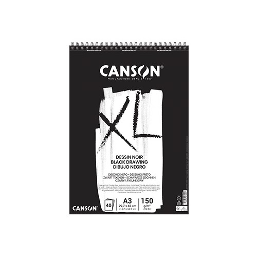 Bloco Espiralado Canson XL Dessin Noir A3 160gr 40 Folhas