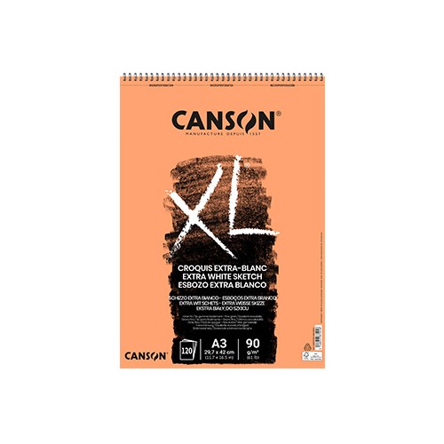 Bloco Espiralado Canson XL Extra Blanc A3 90gr 120 Folhas