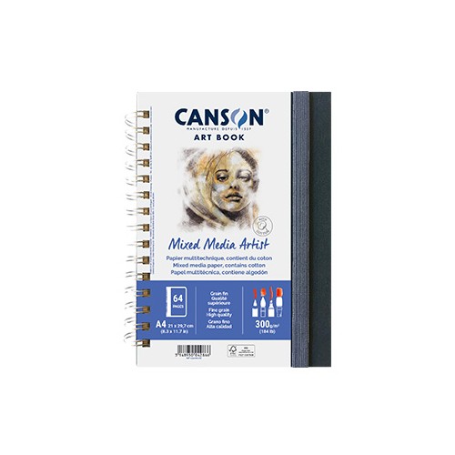 Caderno Canson Artbook Mixed Media Artist A4 300gr 56 Folhas