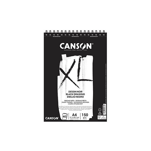 Bloco Espiralado Canson XL Dessin Noir A4 150gr 40 Folhas