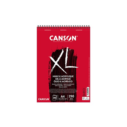 Bloco Espiralado Canson XL Óleo e Acrílico A4 290gr 30 Fls