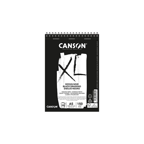 Bloco Espiralado Canson XL Dessin Noir A5 150gr 20 Folhas