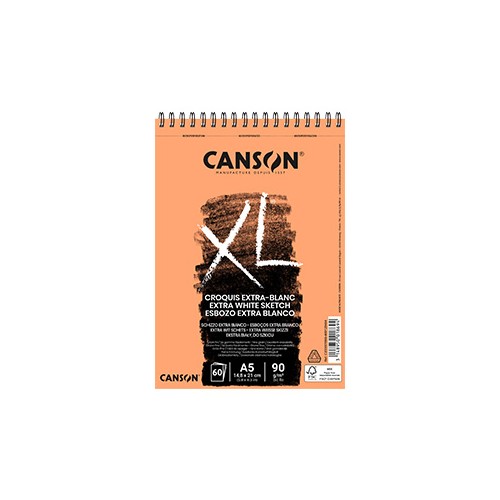 Bloco Espiralado Canson XL Extra Blanc A5 90gr 60 Folhas