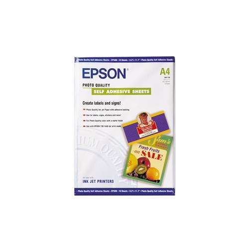 Papel 167gr Autocolante Photo InkJet A4 - 10 Folhas