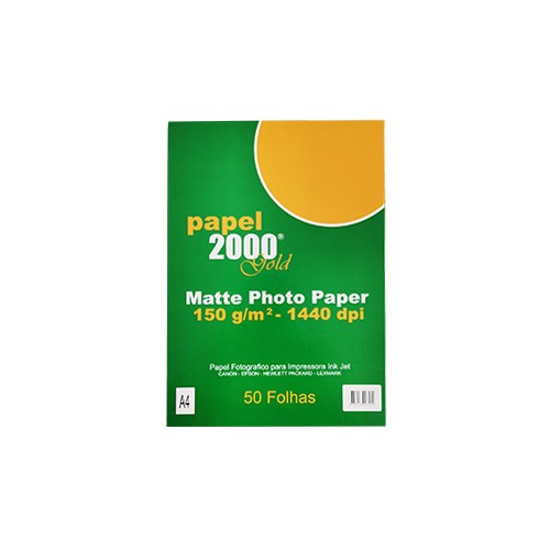 Papel A4 150g InkJet 2000 Foto Matte - 50 Folhas (2 Packs)