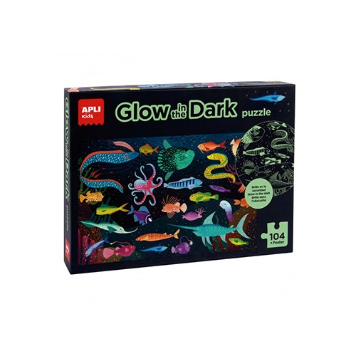 Jogo Educativo Puzzle Apli Fluorescente Oceano 104 Peças
