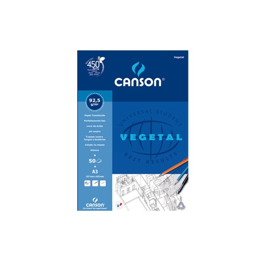 Papel Vegetal Canson A3 90gr Bloco 50 Folhas