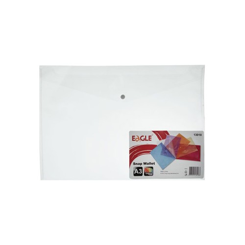 Bolsa Porta Documentos A3 Fecho Botão Transparente Eagle