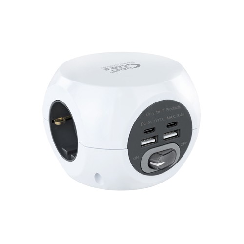 Extensão 3 Tomadas com 4 USB (2xUSB-A + 2xUSB-C)