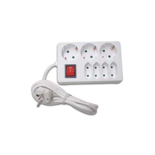 Bloco 7 Tomadas + Interruptor Cabo 1,5mt