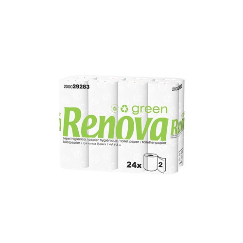 Papel Higiénico Doméstico 16,5mts 2Fls RenovaGreen 24 Rolos - 4 Packs